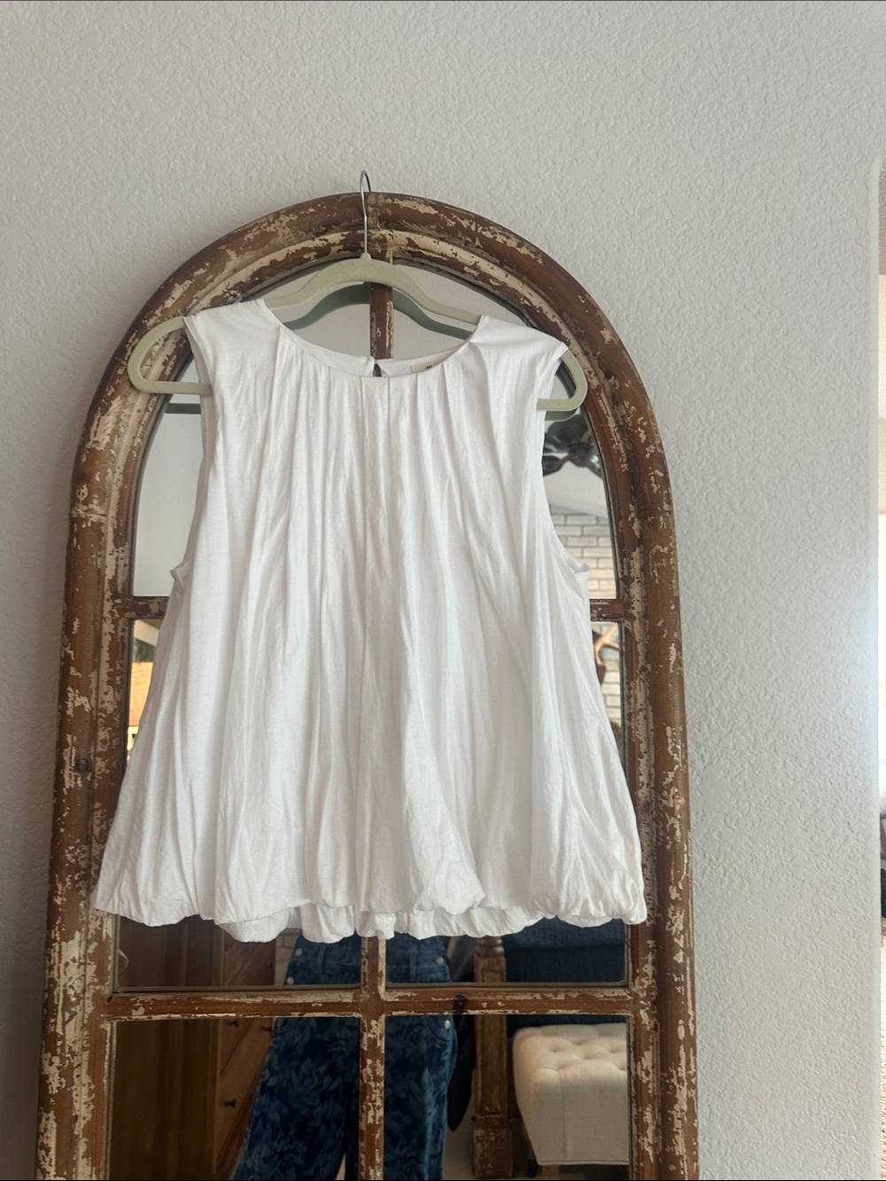 Madewell White Sleeveless Peplum Tank Top